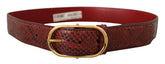 Dolce & Gabbana Red Exotic Leather Gold Oval Buckle Belt -   -  Dolce & Gabbana.